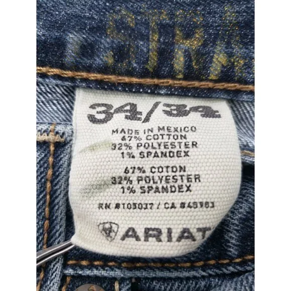 Ariat Men’s M4 Low Rise Dark Wash Denim Blue Boot Cut Jeans Size 34/34 MX12FA16 - Picture 2 of 16